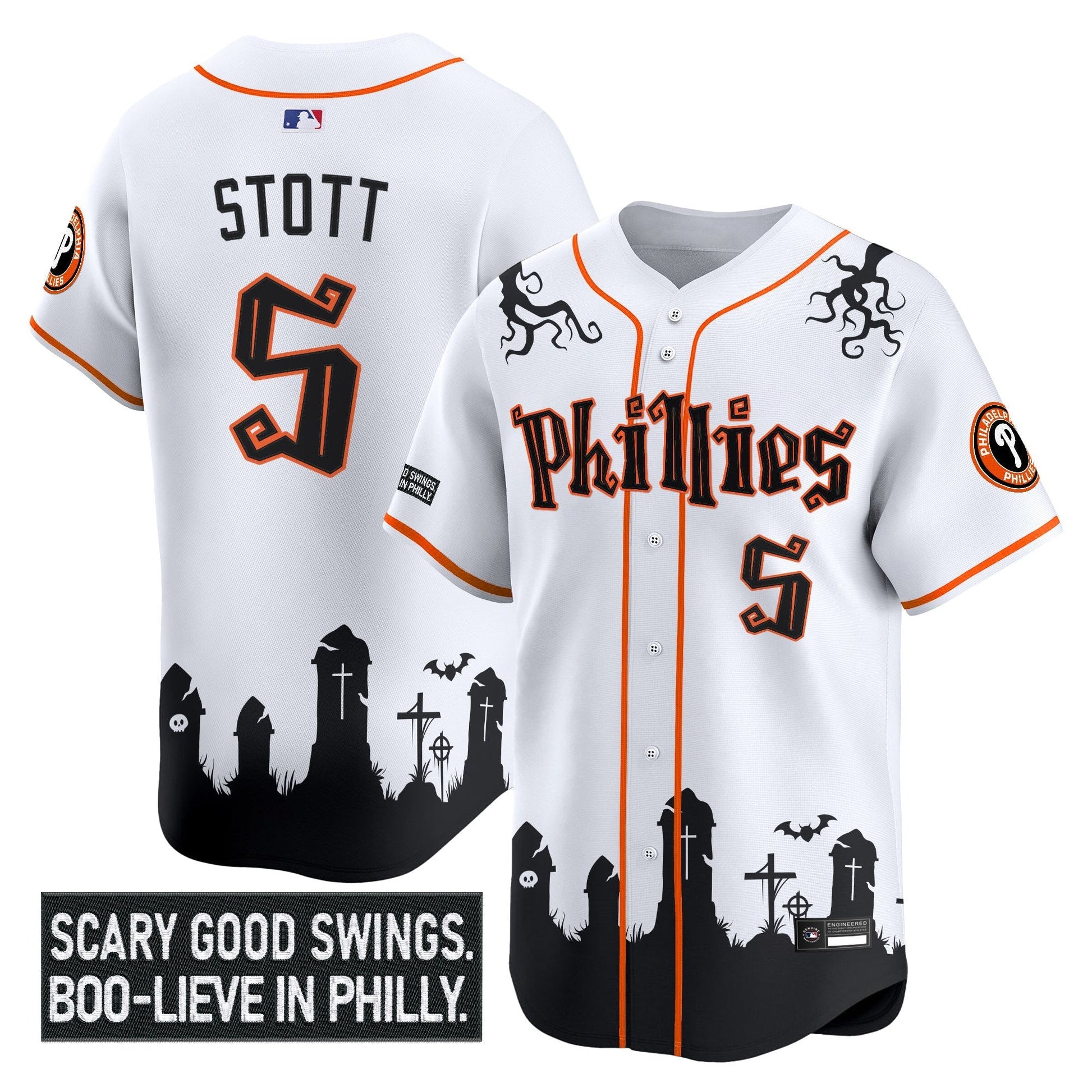 Men's Philadelphia Phillies 'Halloween Spooky Edition' Premier Limited Jersey - Stitched