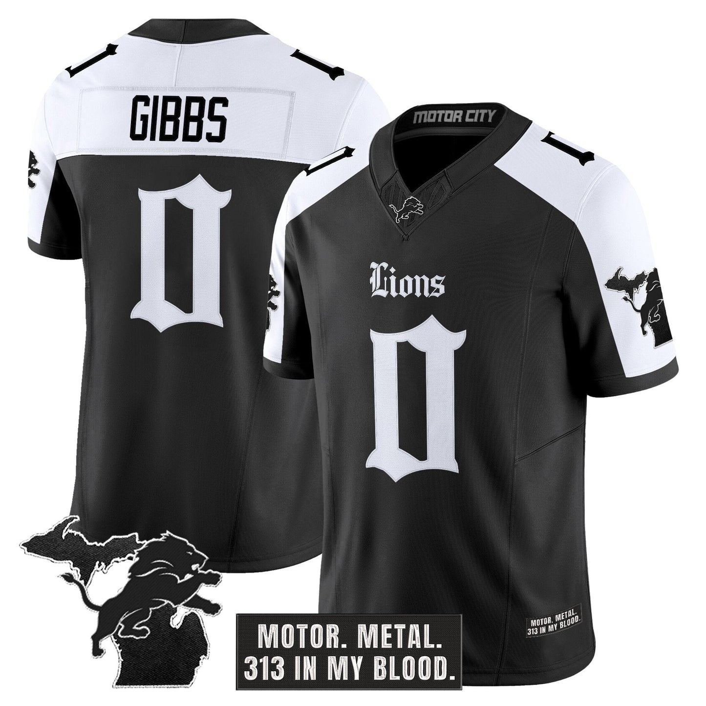 Men's Detroit Lions 'Gothic Motor Grit Edition' Vapor Limited Jersey V2 - All Stitched