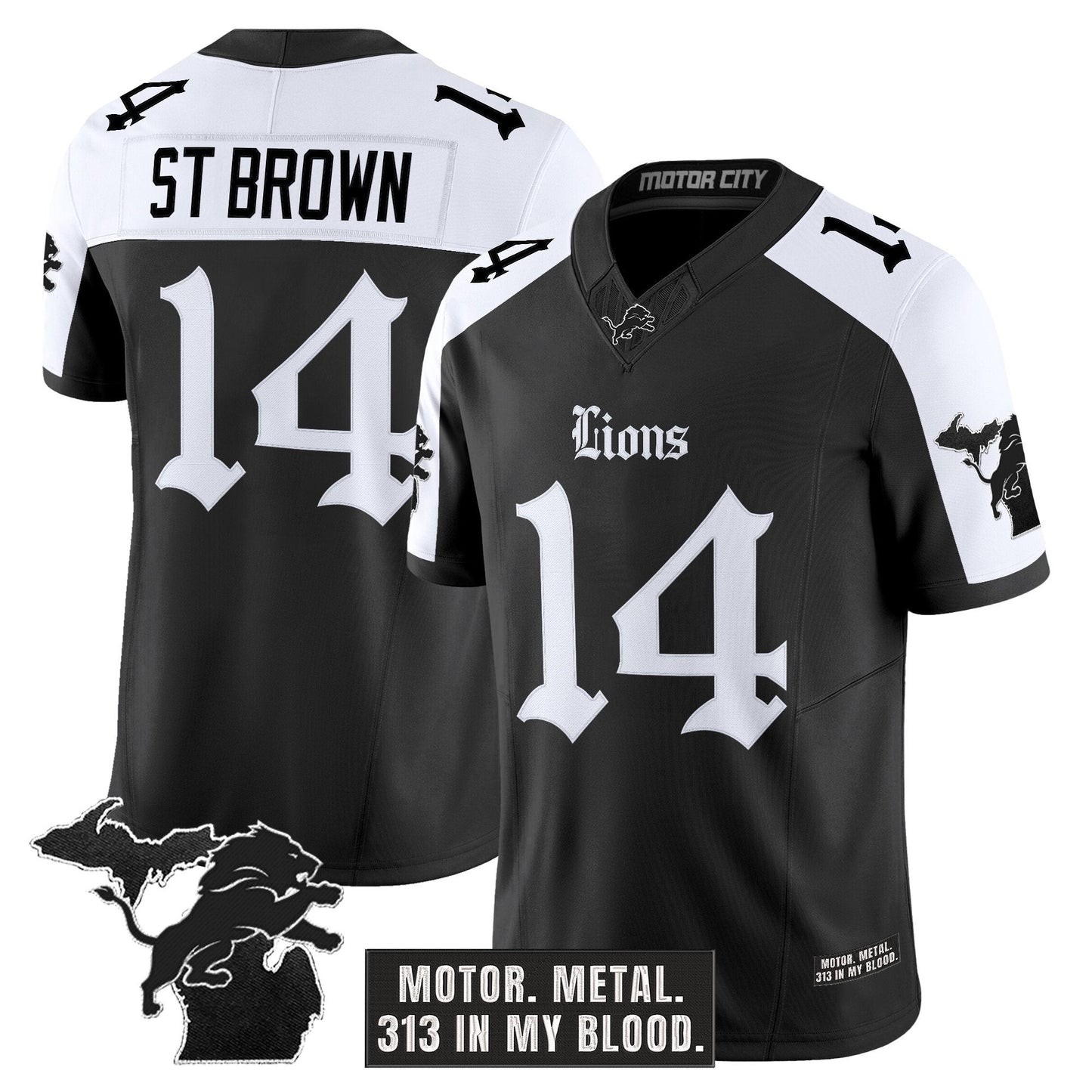 Men's Detroit Lions 'Gothic Motor Grit Edition' Vapor Limited Jersey V2 - All Stitched