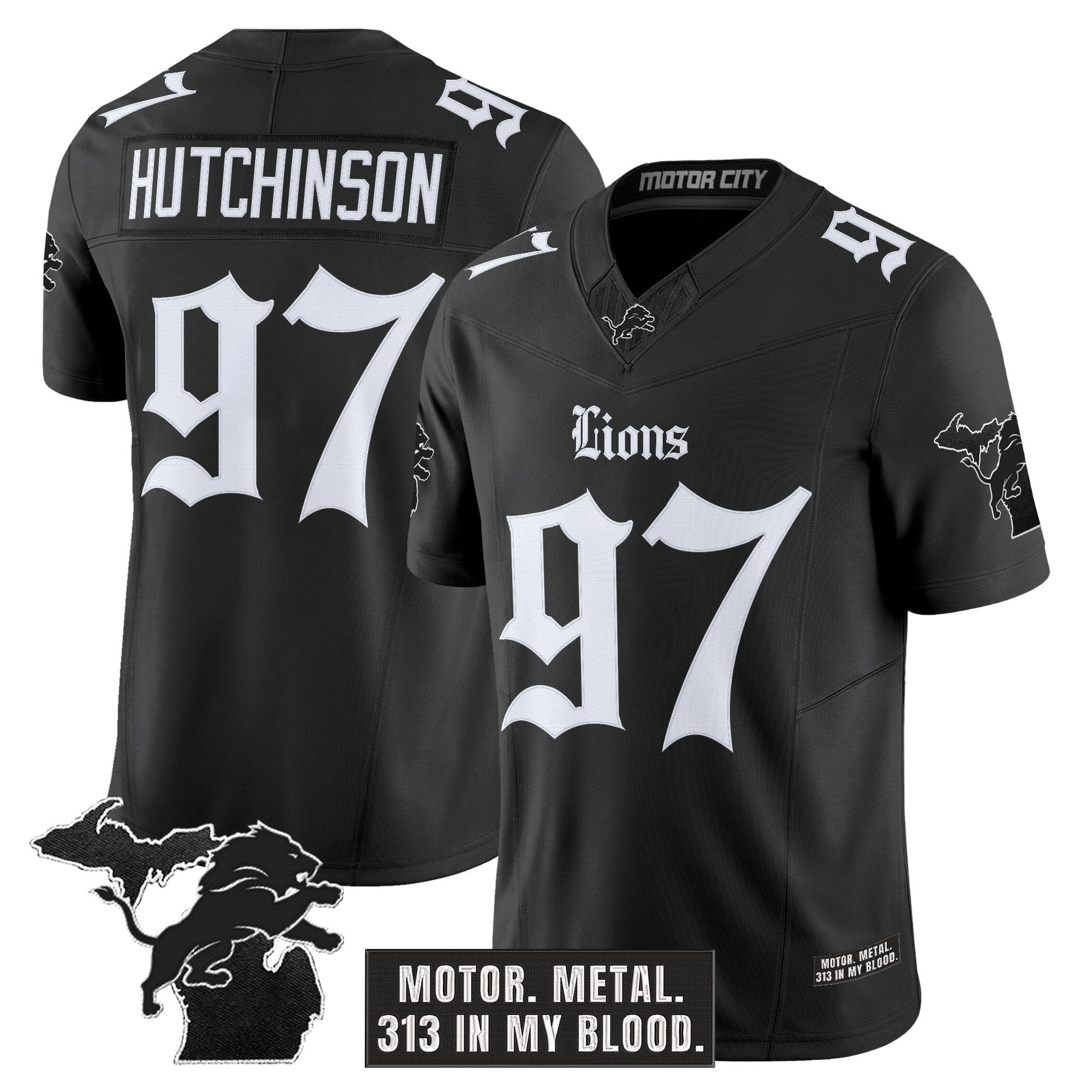 Men's Detroit Lions 'Gothic Motor Grit Edition' Vapor Limited Jersey V2 - All Stitched