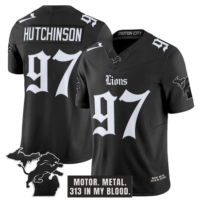 Men's Detroit Lions 'Gothic Motor Grit Edition' Vapor Limited Jersey V2 - All Stitched