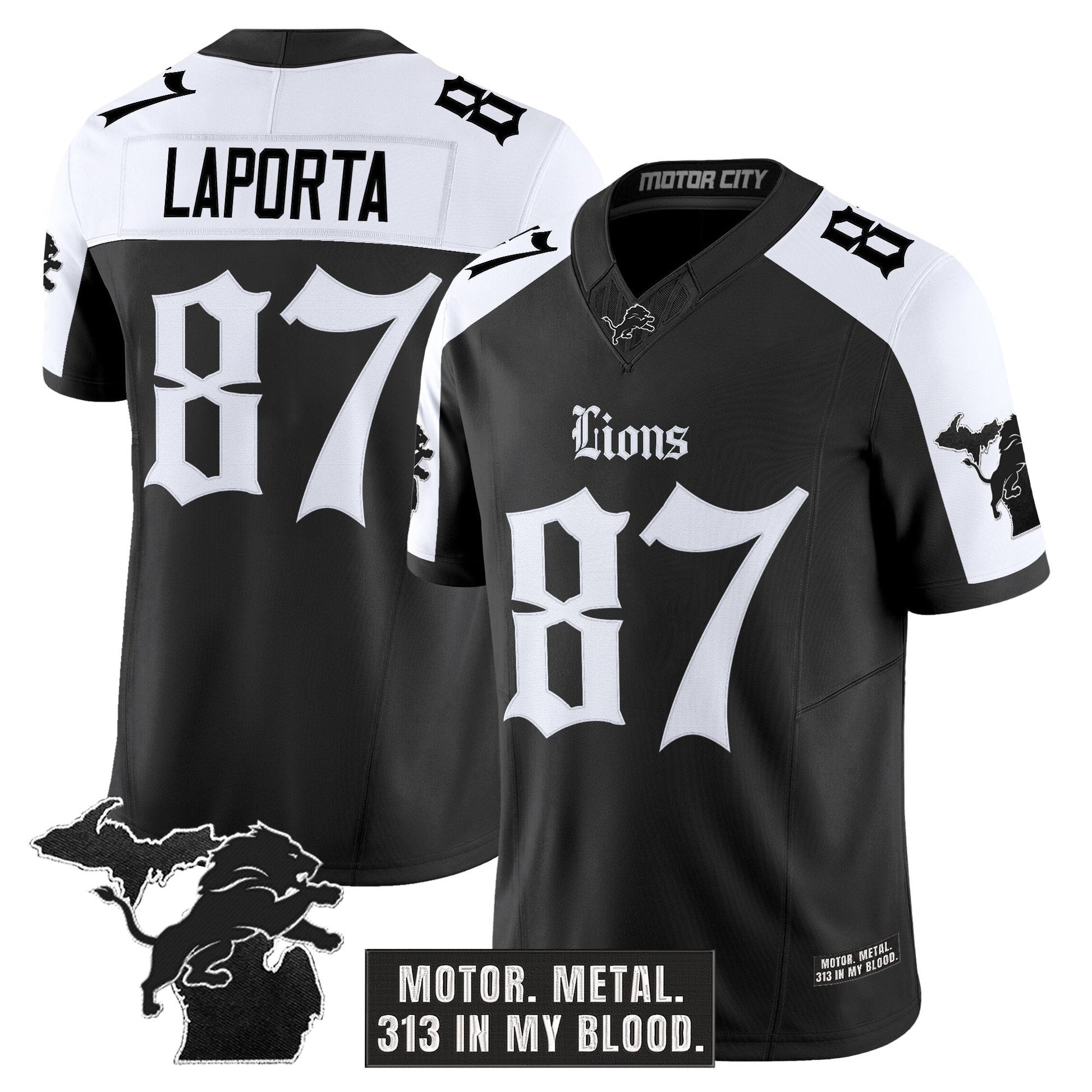 Men's Detroit Lions 'Gothic Motor Grit Edition' Vapor Limited Jersey V2 - All Stitched