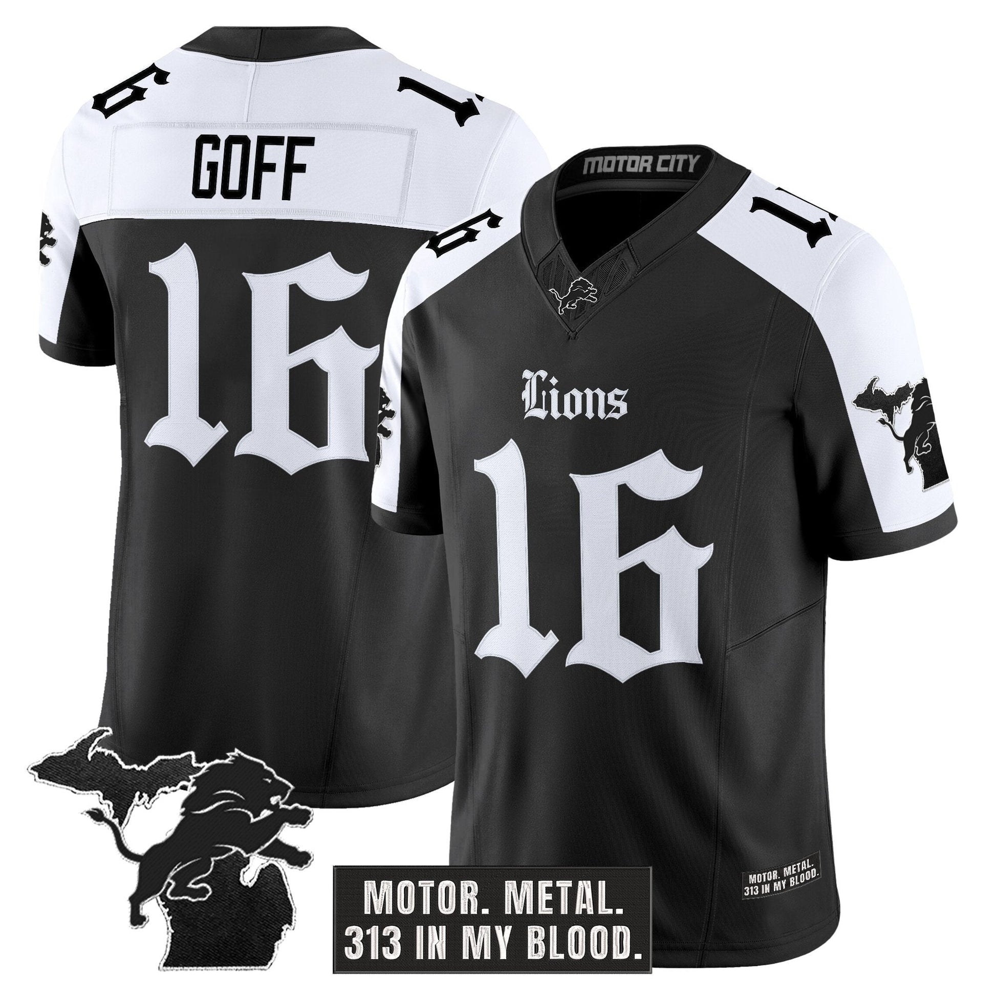 Men's Detroit Lions 'Gothic Motor Grit Edition' Vapor Limited Jersey V2 - All Stitched