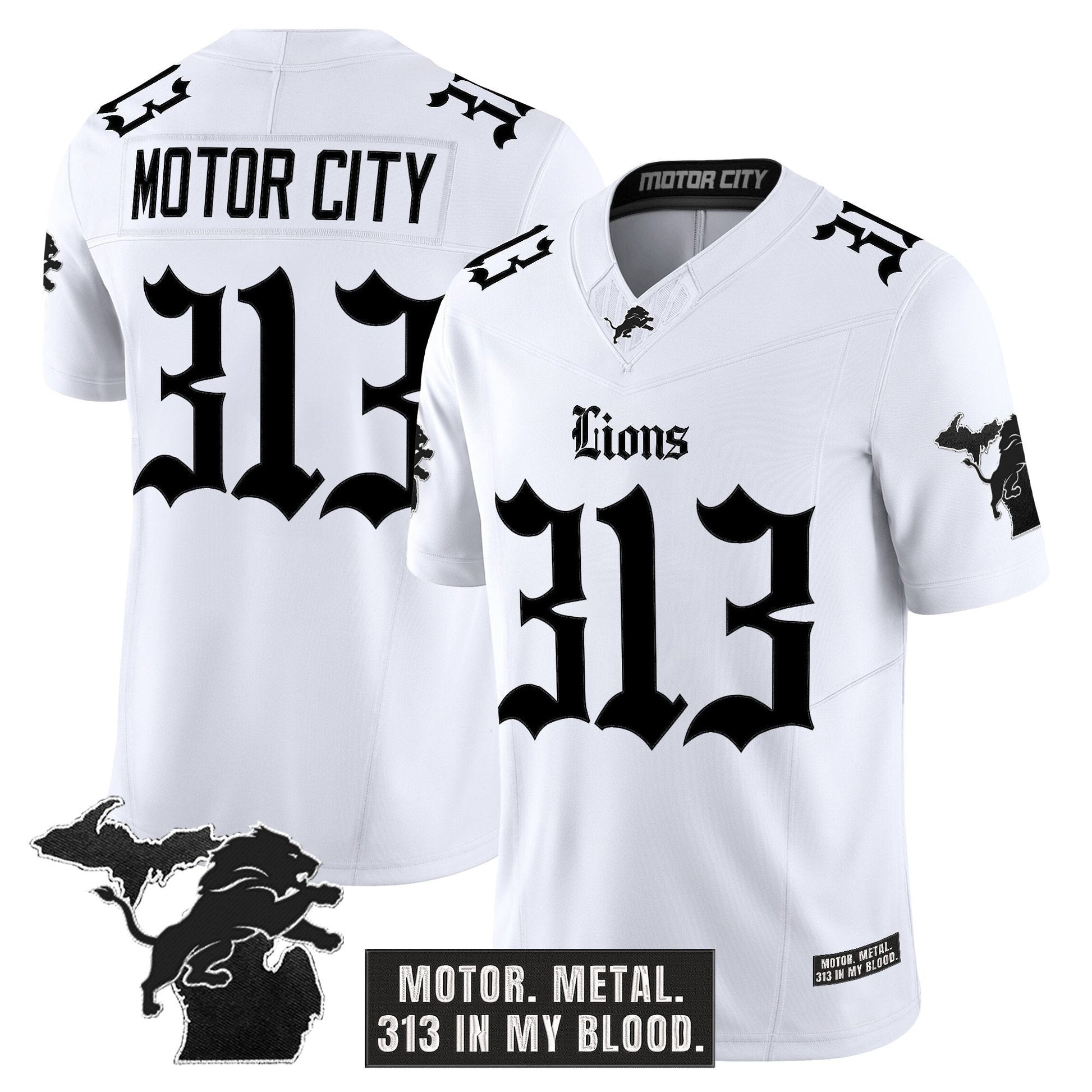 Men's Detroit Lions 'Gothic Motor Grit Edition' Vapor Limited Jersey V2 - All Stitched