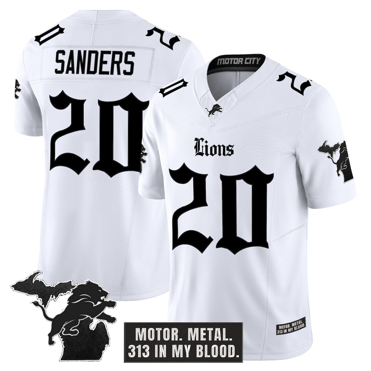 Men's Detroit Lions 'Gothic Motor Grit Edition' Vapor Limited Jersey V2 - All Stitched