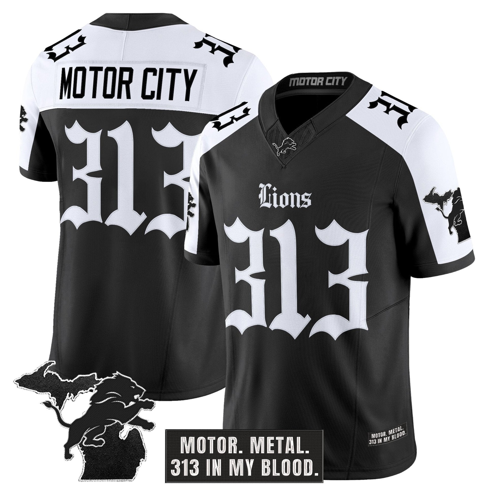 Men's Detroit Lions 'Gothic Motor Grit Edition' Vapor Limited Jersey V2 - All Stitched