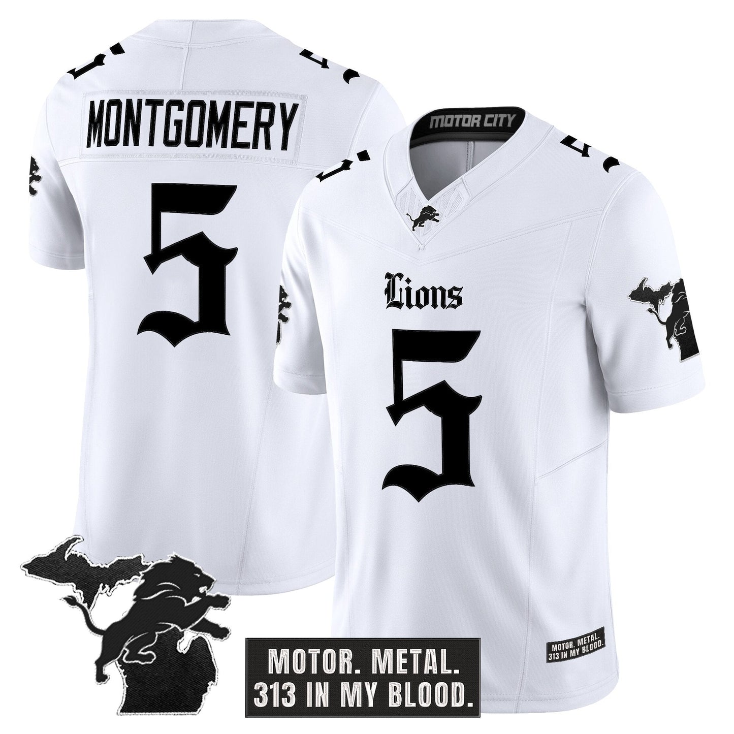 Men's Detroit Lions 'Gothic Motor Grit Edition' Vapor Limited Jersey V2 - All Stitched