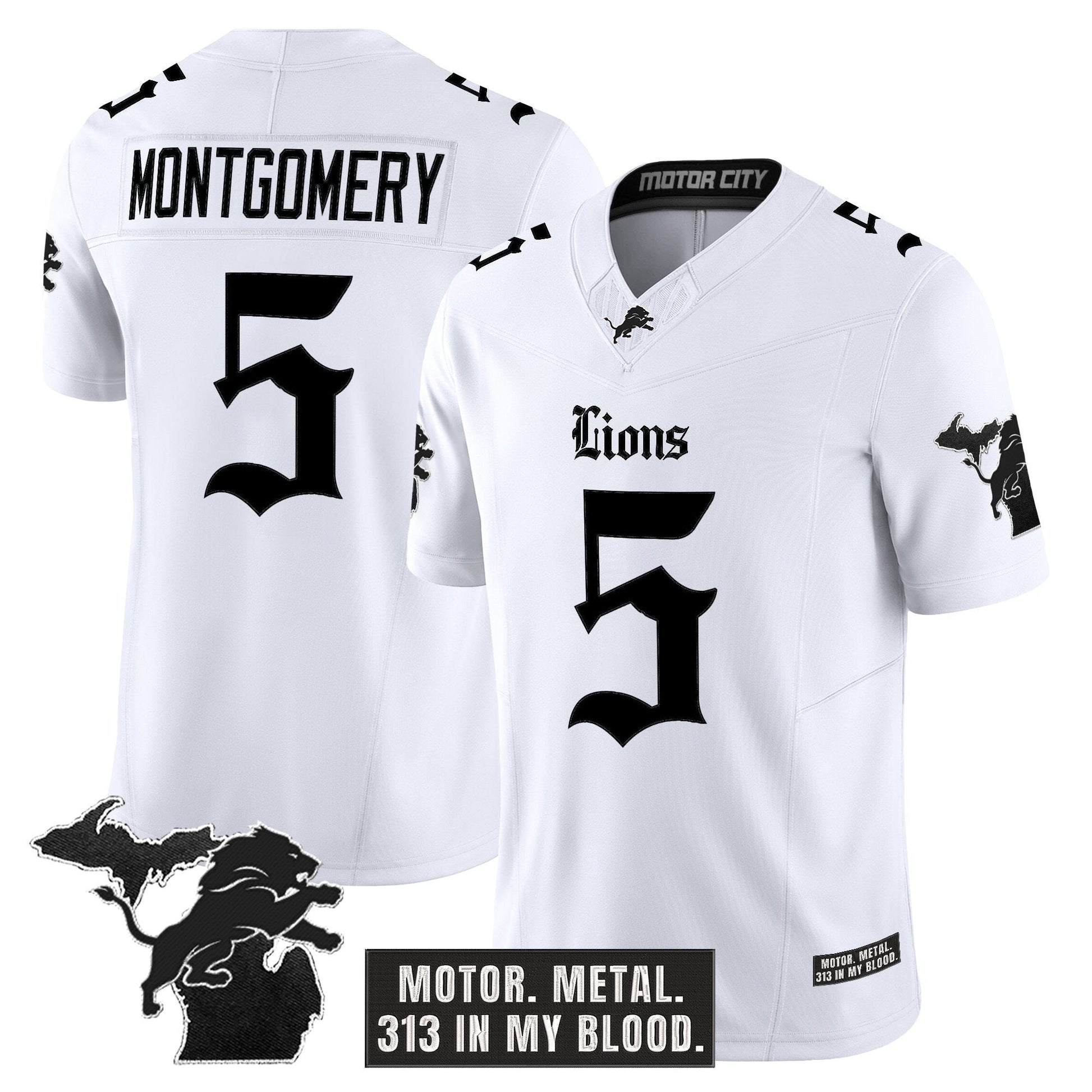 Men's Detroit Lions 'Gothic Motor Grit Edition' Vapor Limited Jersey V2 - All Stitched