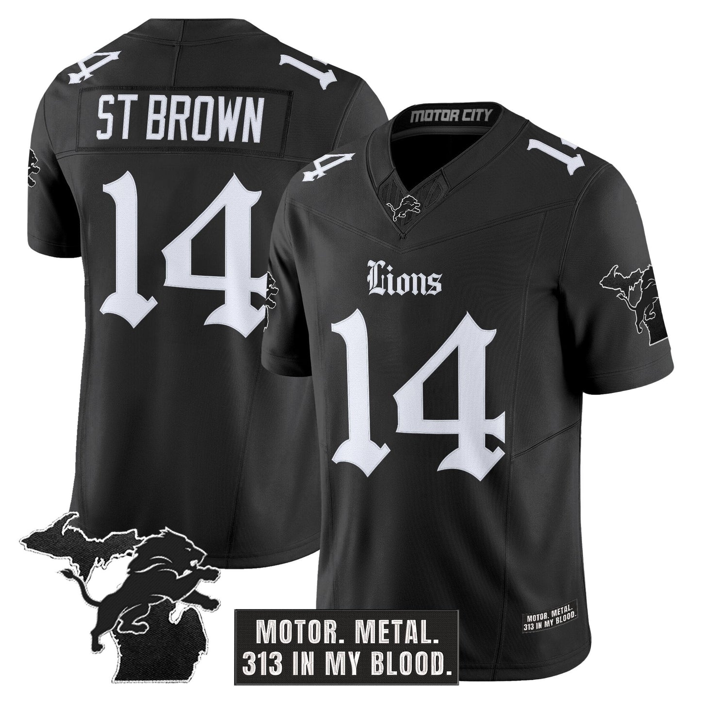 Men's Detroit Lions 'Gothic Motor Grit Edition' Vapor Limited Jersey V2 - All Stitched
