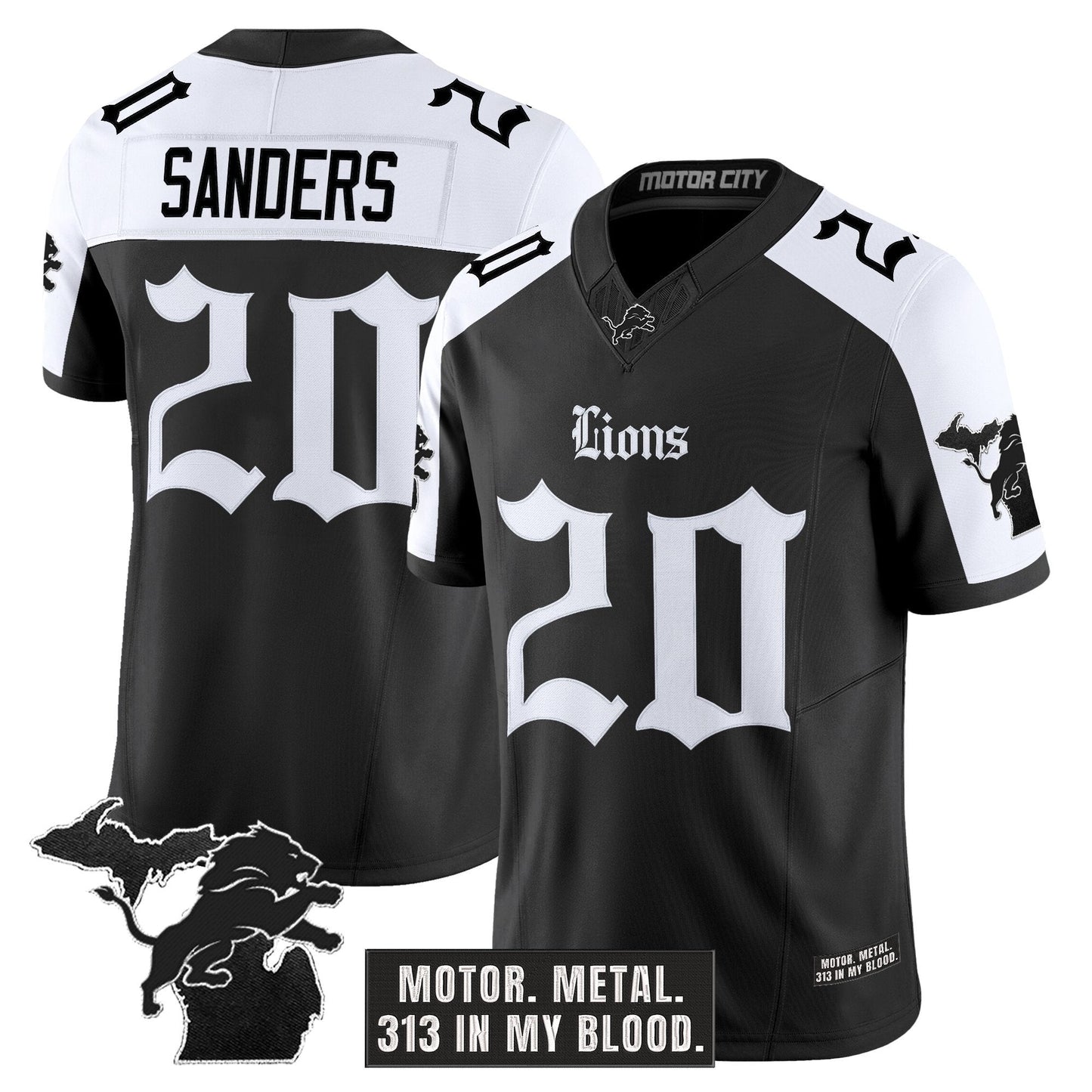 Men's Detroit Lions 'Gothic Motor Grit Edition' Vapor Limited Jersey V2 - All Stitched