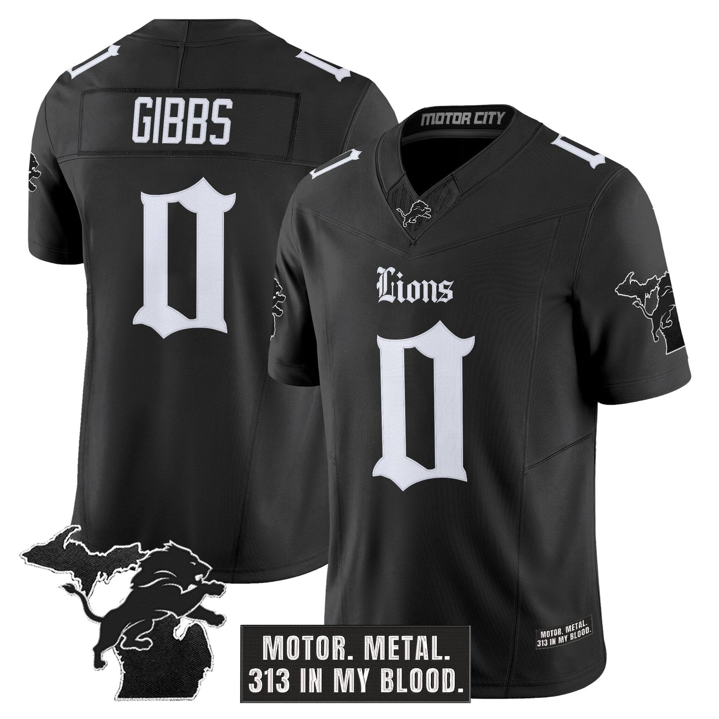 Men's Detroit Lions 'Gothic Motor Grit Edition' Vapor Limited Jersey V2 - All Stitched