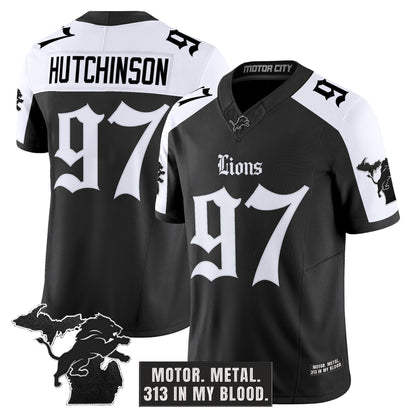 Men's Detroit Lions 'Gothic Motor Grit Edition' Vapor Limited Jersey V2 - All Stitched