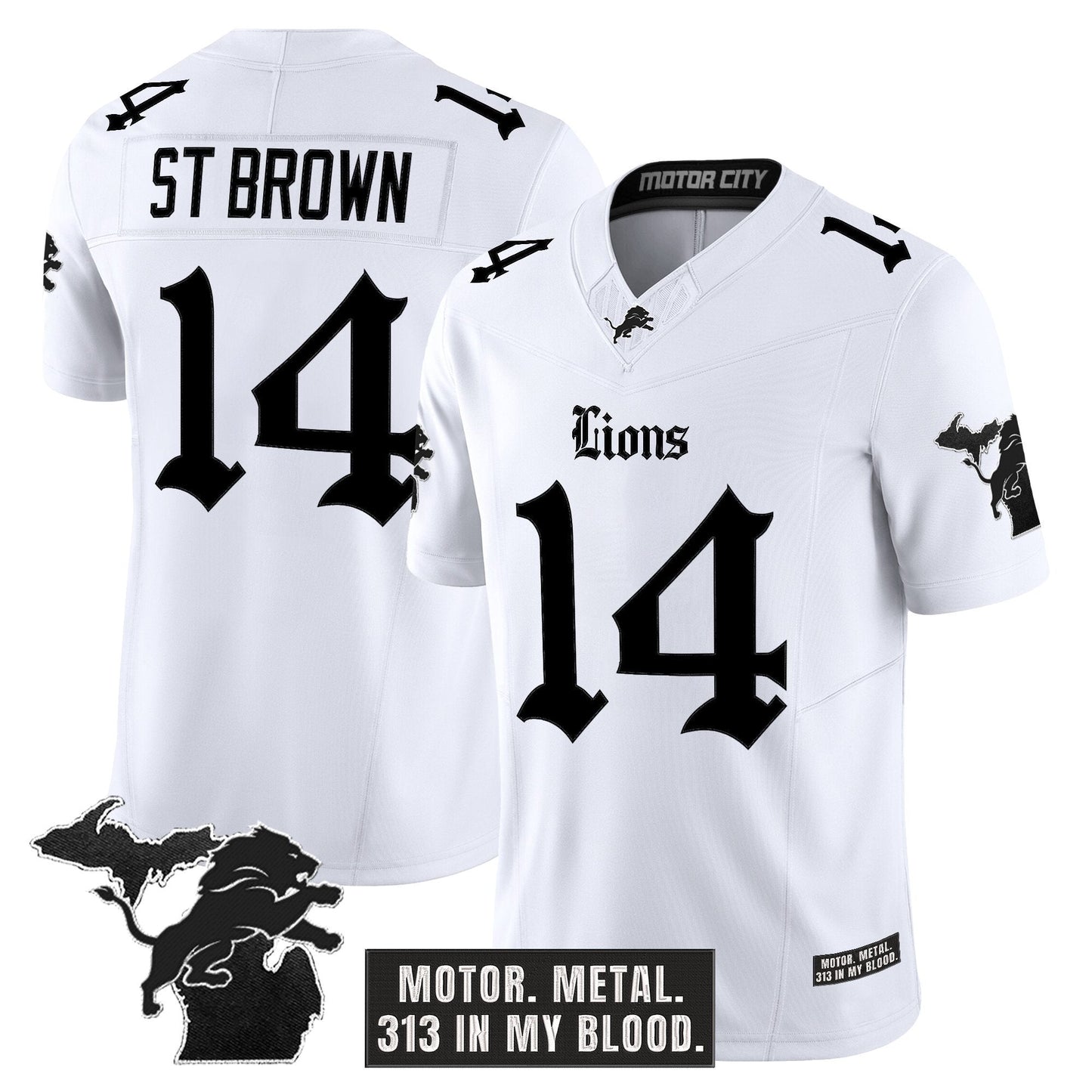 Men's Detroit Lions 'Gothic Motor Grit Edition' Vapor Limited Jersey V2 - All Stitched