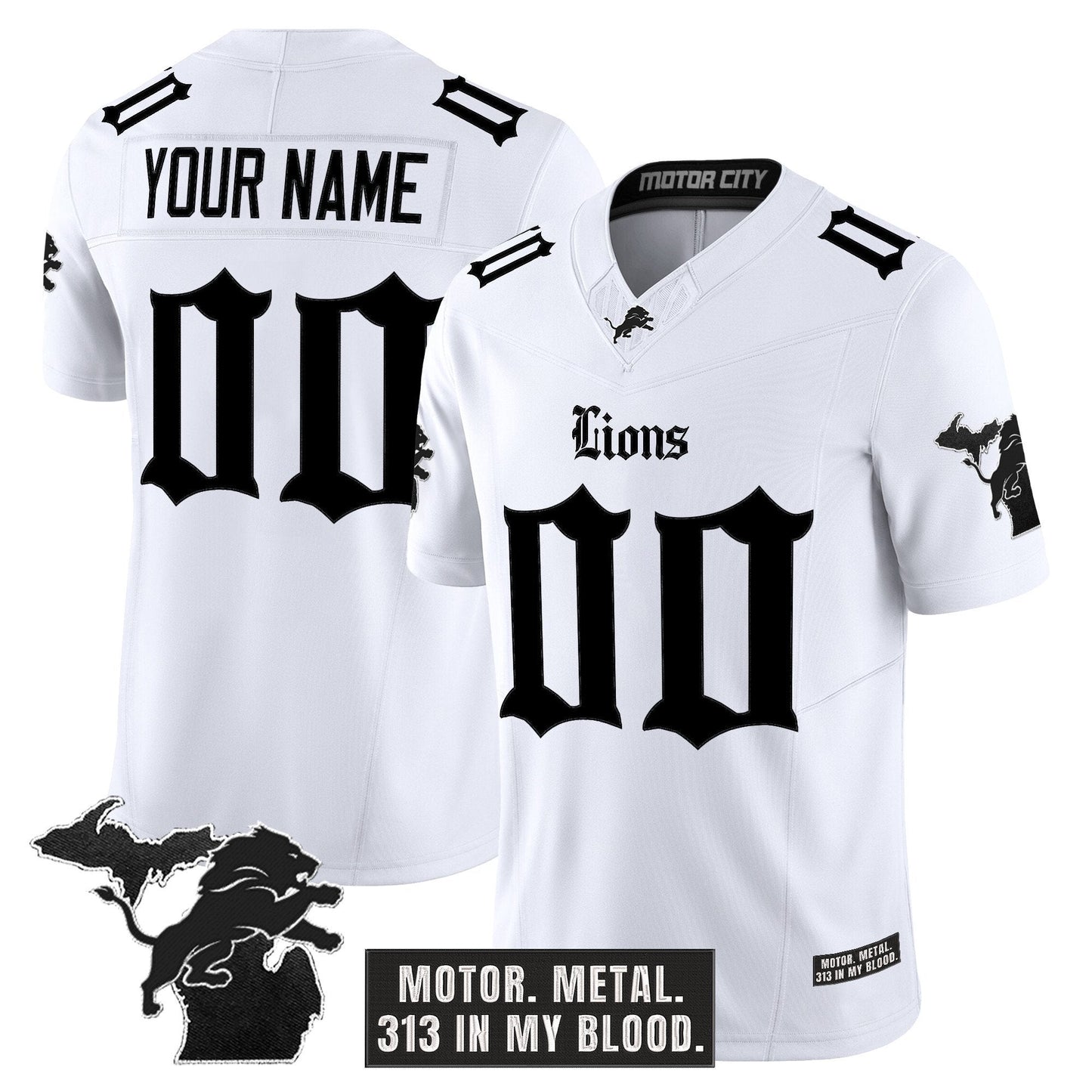 Detroit Lions 'Gothic Motor Grit Edition' Vapor Limited Custom Jersey V2 - All Stitched