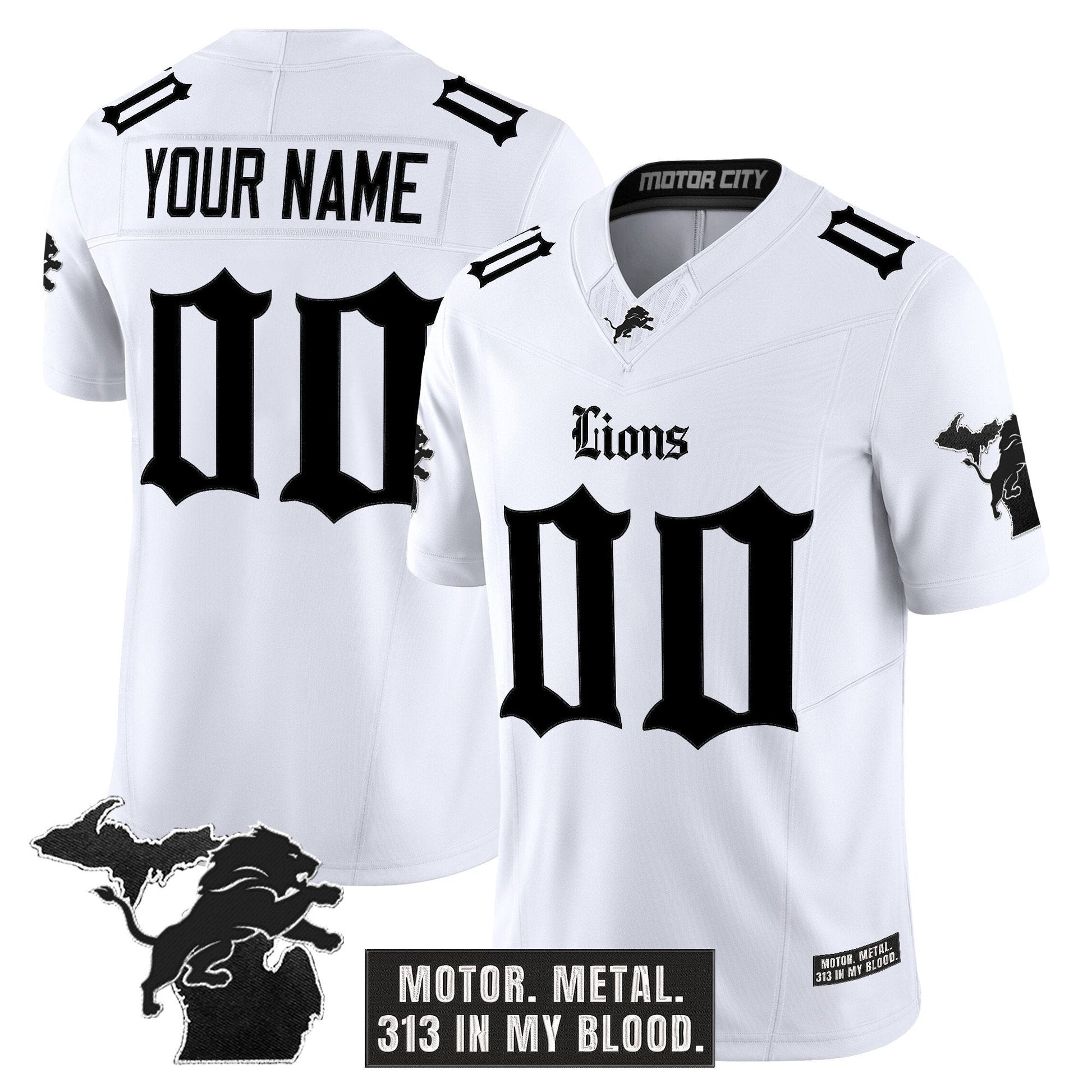 Detroit Lions 'Gothic Motor Grit Edition' Vapor Limited Custom Jersey V2 - All Stitched