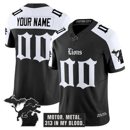 Detroit Lions 'Gothic Motor Grit Edition' Vapor Limited Custom Jersey V2 - All Stitched