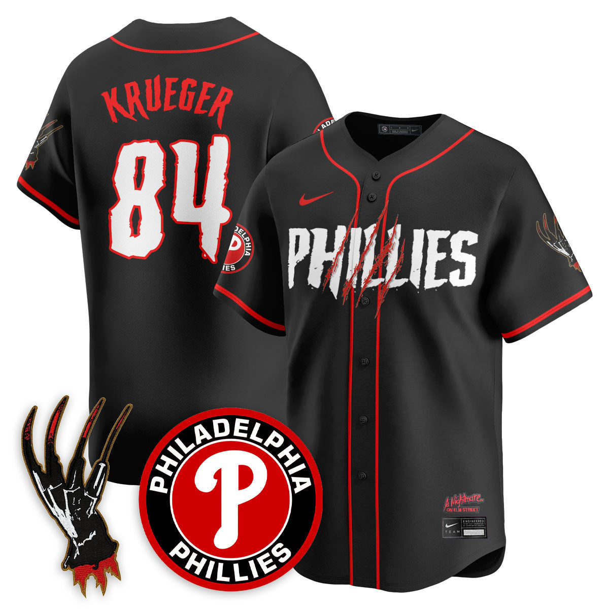 Men's Philadelphia Phillies "A Nightmare on Elm Street" Jersey - Stitched