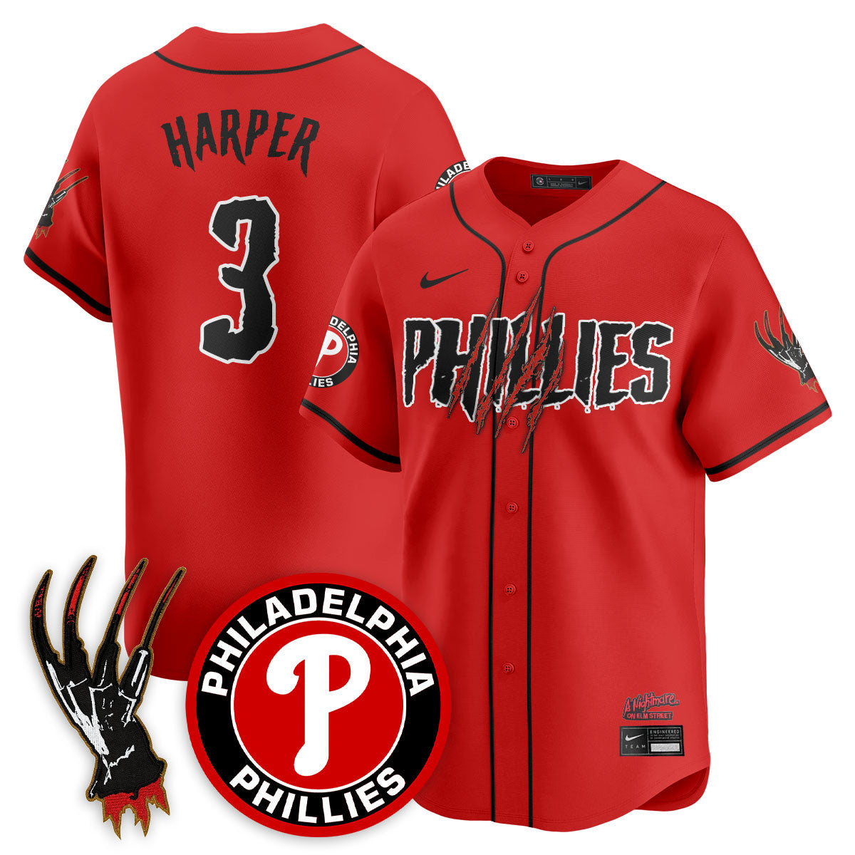 Men's Philadelphia Phillies "A Nightmare on Elm Street" Jersey - Stitched