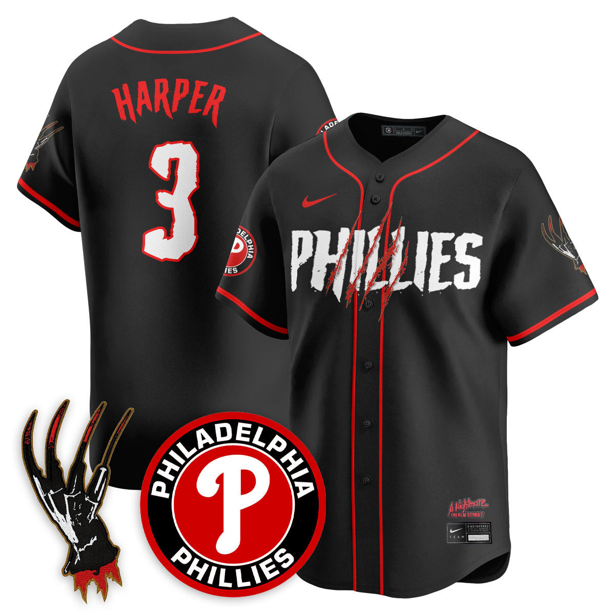 Men's Philadelphia Phillies "A Nightmare on Elm Street" Jersey - Stitched
