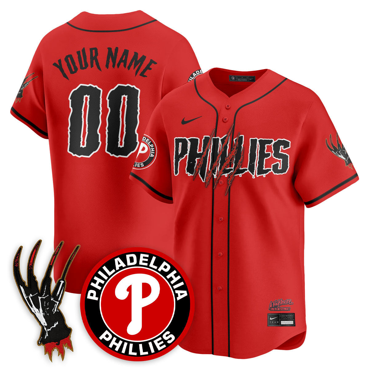 Philadelphia Phillies "A Nightmare on Elm Street" Custom Jersey - Stitched
