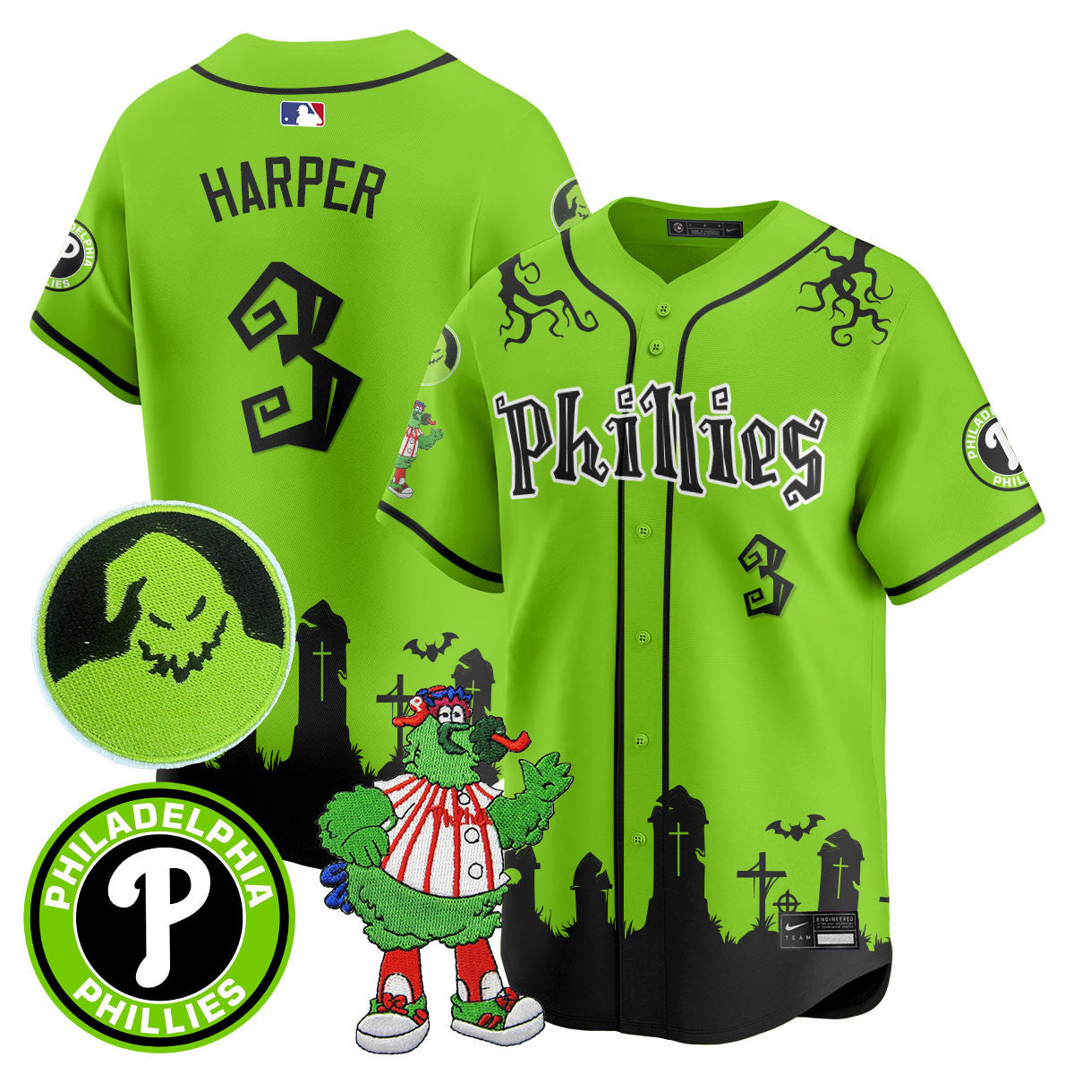 Men's Philadelphia Phillies Oogie Boogie & Phanatic Premier Limited Jersey - All Stitched