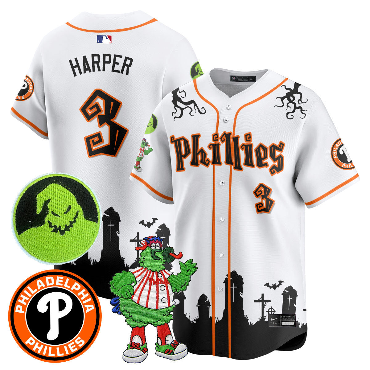 Men's Philadelphia Phillies Oogie Boogie & Phanatic Premier Limited Jersey - All Stitched