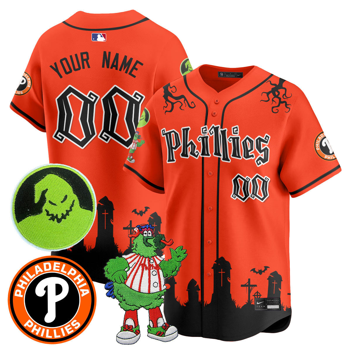 Custom Philadelphia Phillies Oogie Boogie & Phanatic Premier Limited Jersey - All Stitched