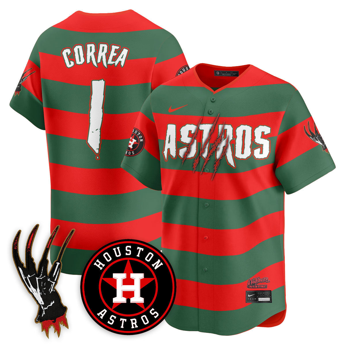 Men's Houston Astros "A Nightmare on Elm Street" Jersey - Stitched