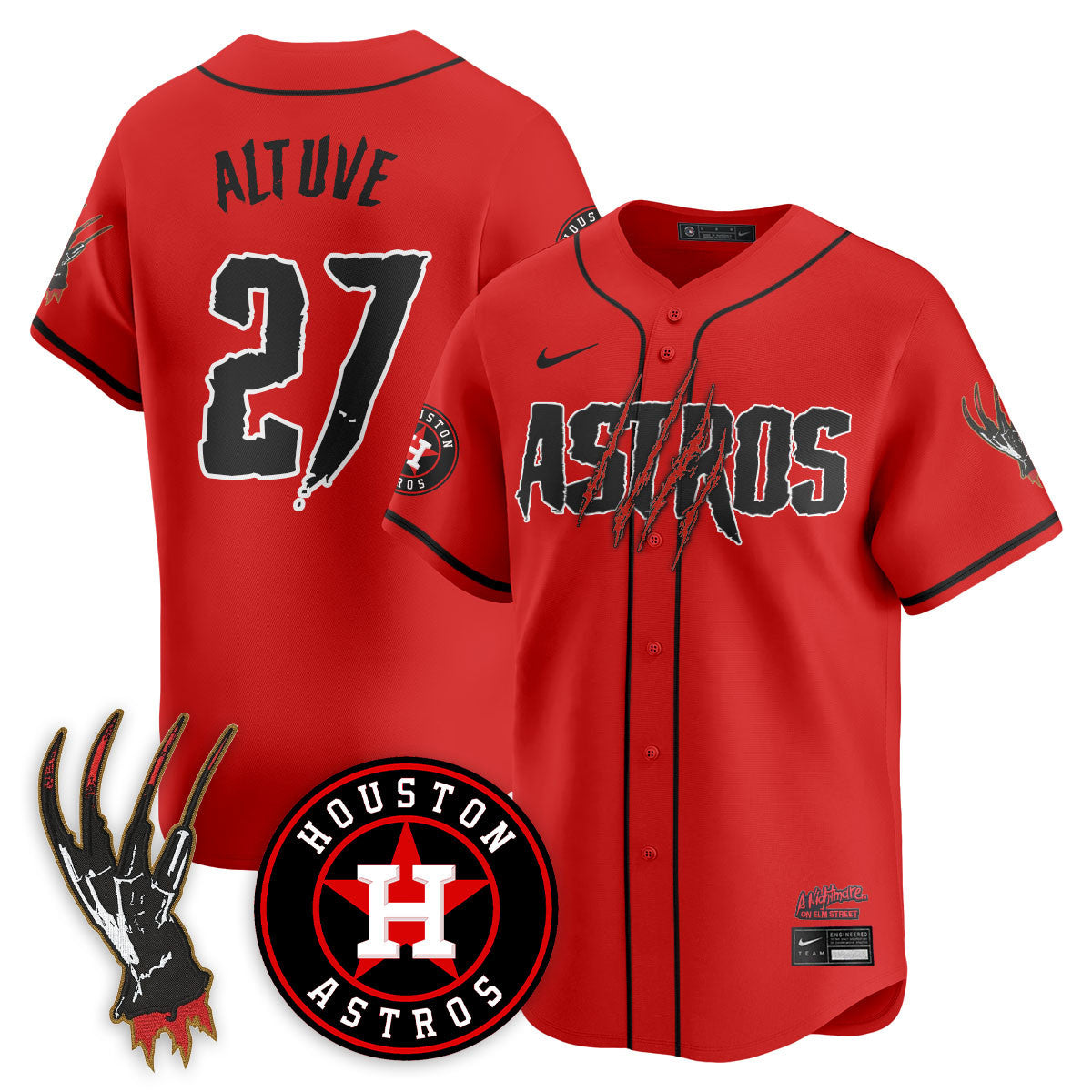Men's Houston Astros "A Nightmare on Elm Street" Jersey - Stitched