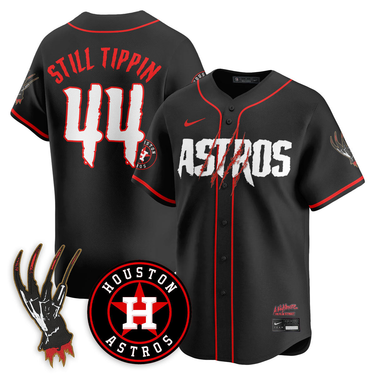 Men's Houston Astros "A Nightmare on Elm Street" Jersey - Stitched