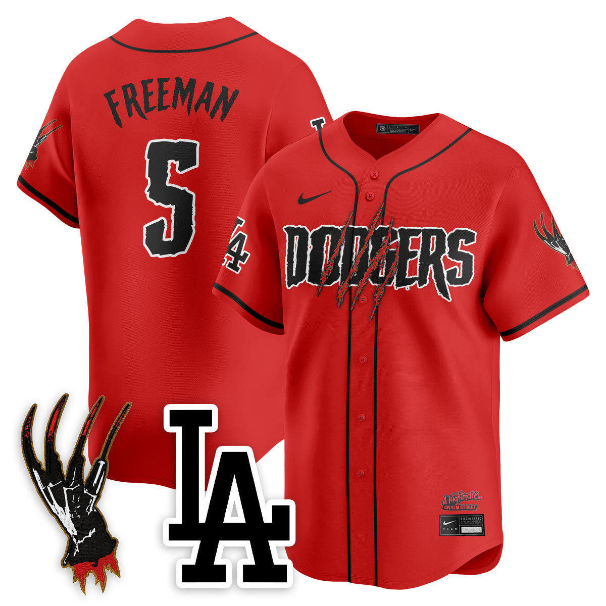 Men's Los Angeles Dodgers "A Nightmare on Elm Street" Jersey - Stitched
