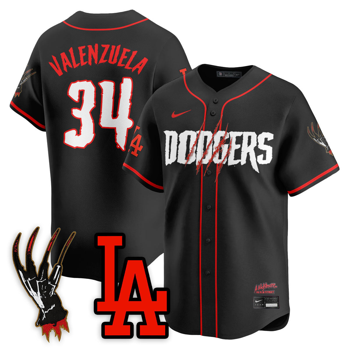 Men's Los Angeles Dodgers "A Nightmare on Elm Street" Jersey - Stitched