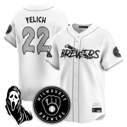 Milwaukee Brewers "Scream Ghostface" Jersey - All Stitched