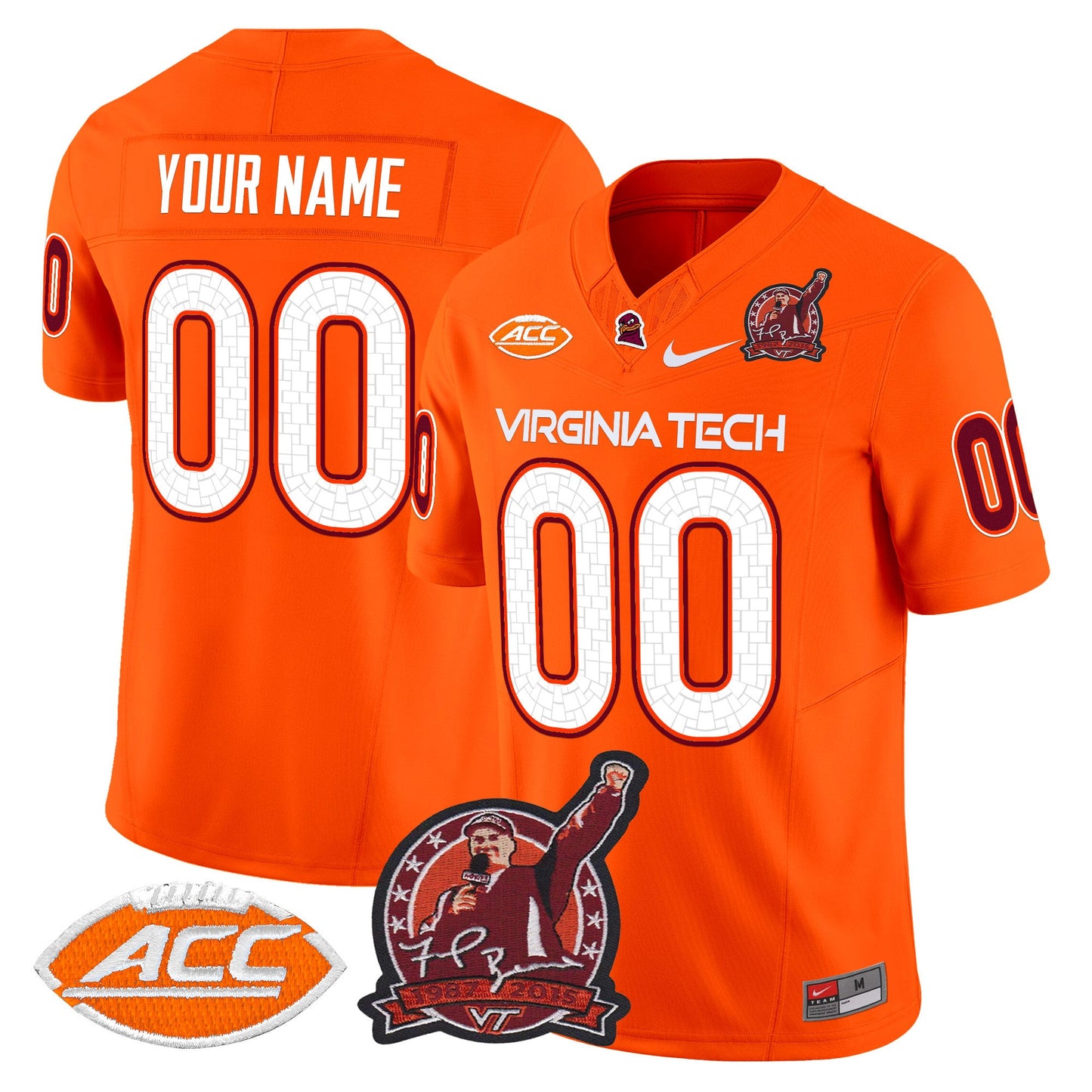 Virginia Tech Hokies Coach Frank Beamer Patch 2025 Vapor Limited Custom Jersey - All Stitched