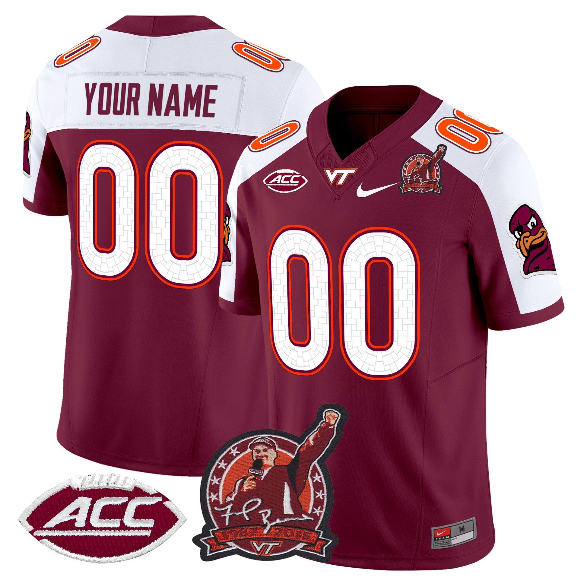 Virginia Tech Hokies Coach Frank Beamer Patch 2025 Vapor Limited Custom Jersey - All Stitched