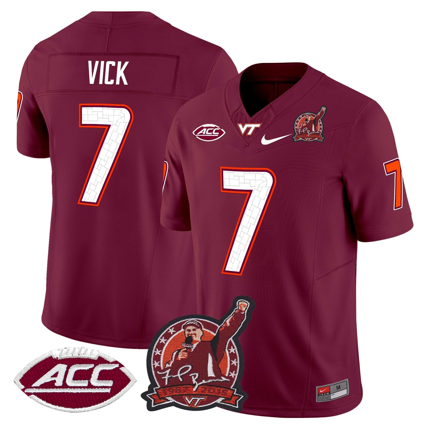 Men's Virginia Tech Hokies Coach Frank Beamer Patch 2025 Vapor Limited Jersey - All Stitched