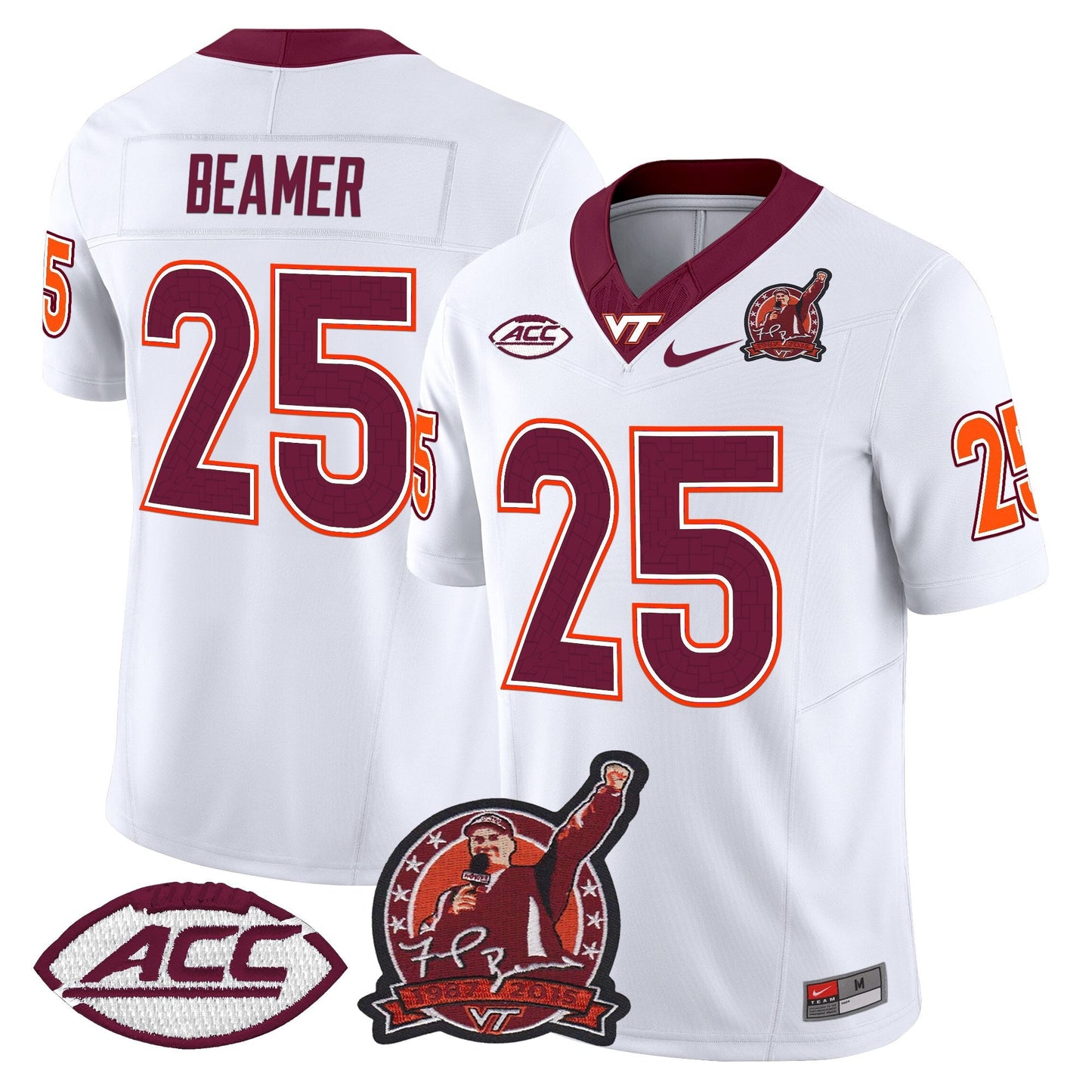 Men's Virginia Tech Hokies Coach Frank Beamer Patch 2025 Vapor Limited Jersey - All Stitched