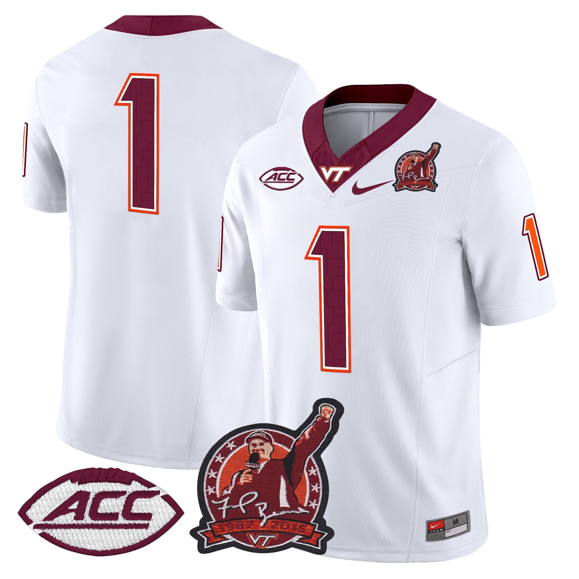 Men's Virginia Tech Hokies Coach Frank Beamer Patch 2025 Vapor Limited Jersey - All Stitched