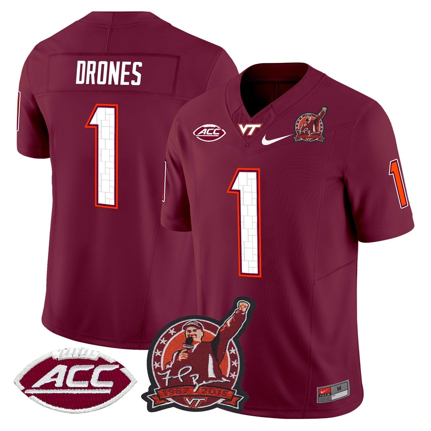 Men's Virginia Tech Hokies Coach Frank Beamer Patch 2025 Vapor Limited Jersey - All Stitched