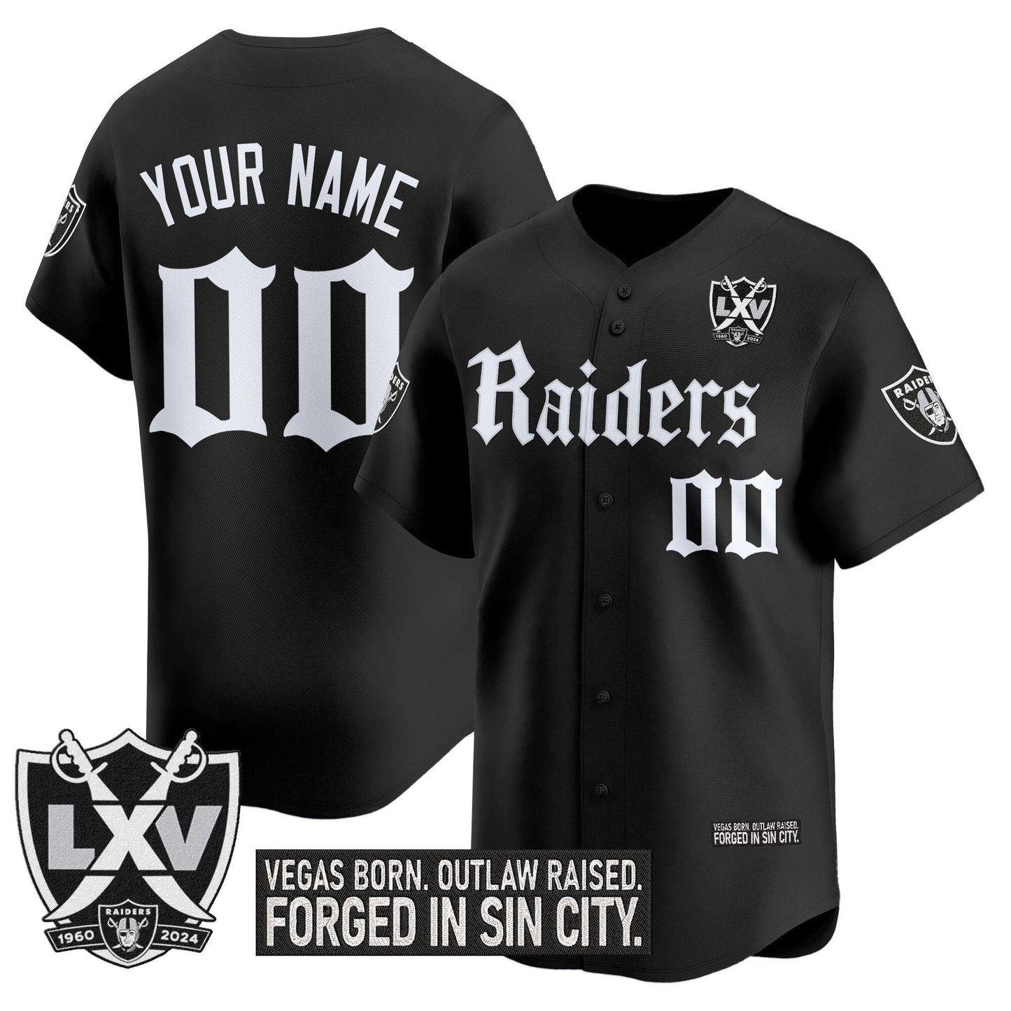 Las Vegas Raiders 'Gothic Sin City Shadows Edition' Vapor Baseball Custom Jersey - All Stitched