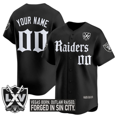 Las Vegas Raiders 'Gothic Sin City Shadows Edition' Vapor Baseball Custom Jersey - All Stitched