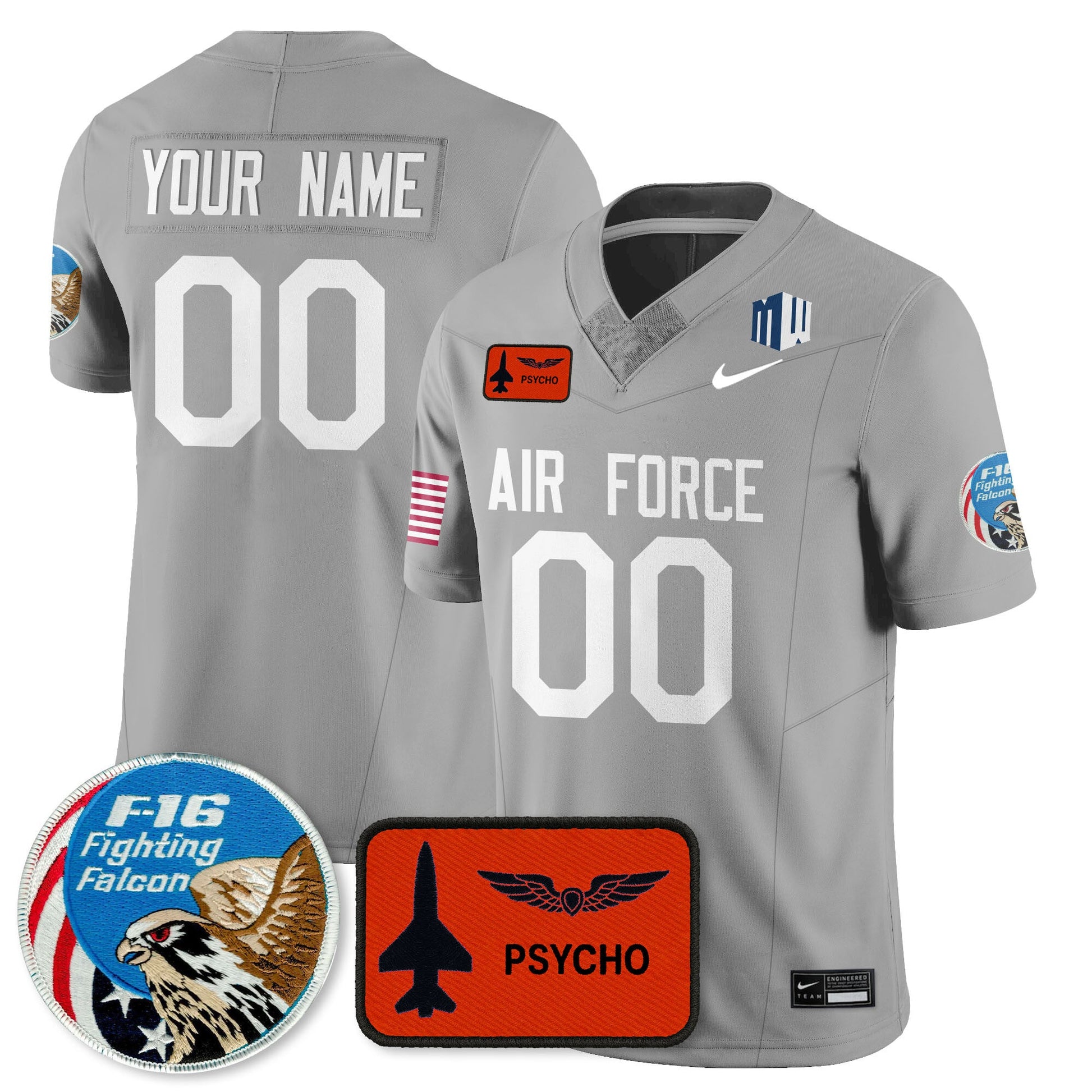 Custom Air Force Football 2025 Honor F-16 Jersey - All Stitched
