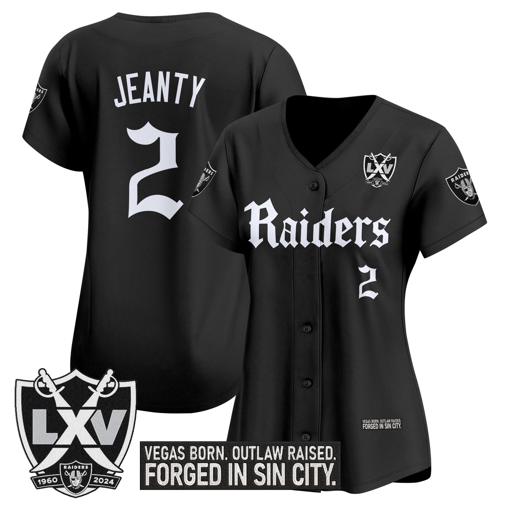 Women's Las Vegas Raiders 'Gothic Sin City Shadows Edition' Vapor Baseball Jersey - All Stitched