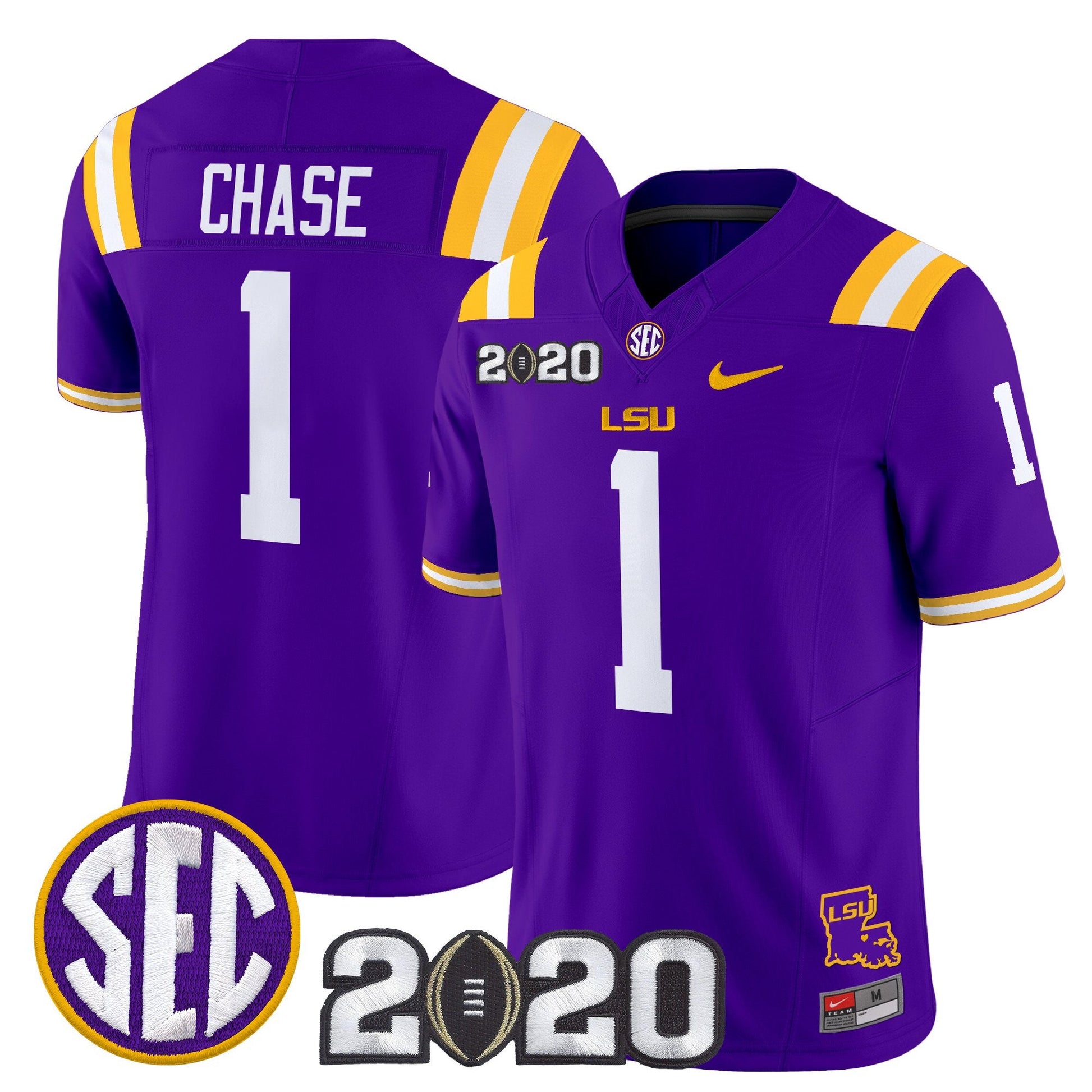 Men's LSU Tigers 2020 National Champions Vapor Limited Jersey - All Stitched