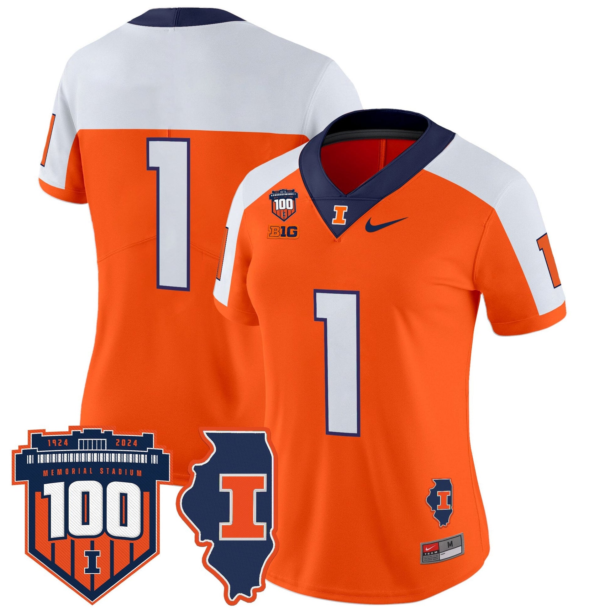 Women's Illinois Fighting Illini 100th Memorial Stadium Patch Vapor Limited Jersey - All Stitched