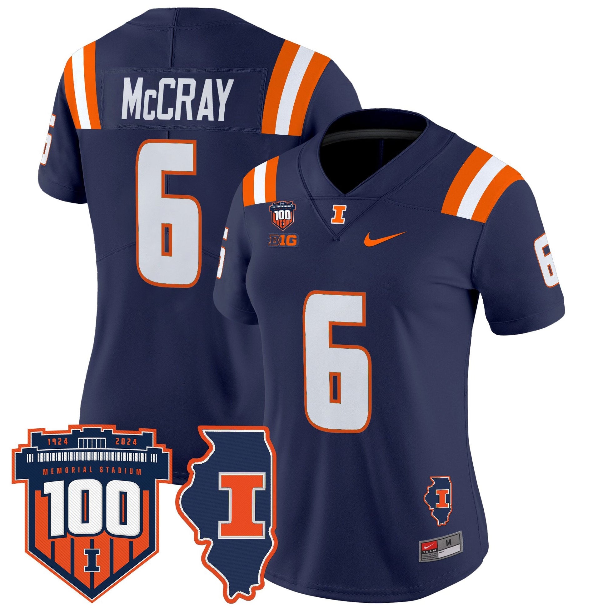 Women's Illinois Fighting Illini 100th Memorial Stadium Patch Vapor Limited Jersey - All Stitched