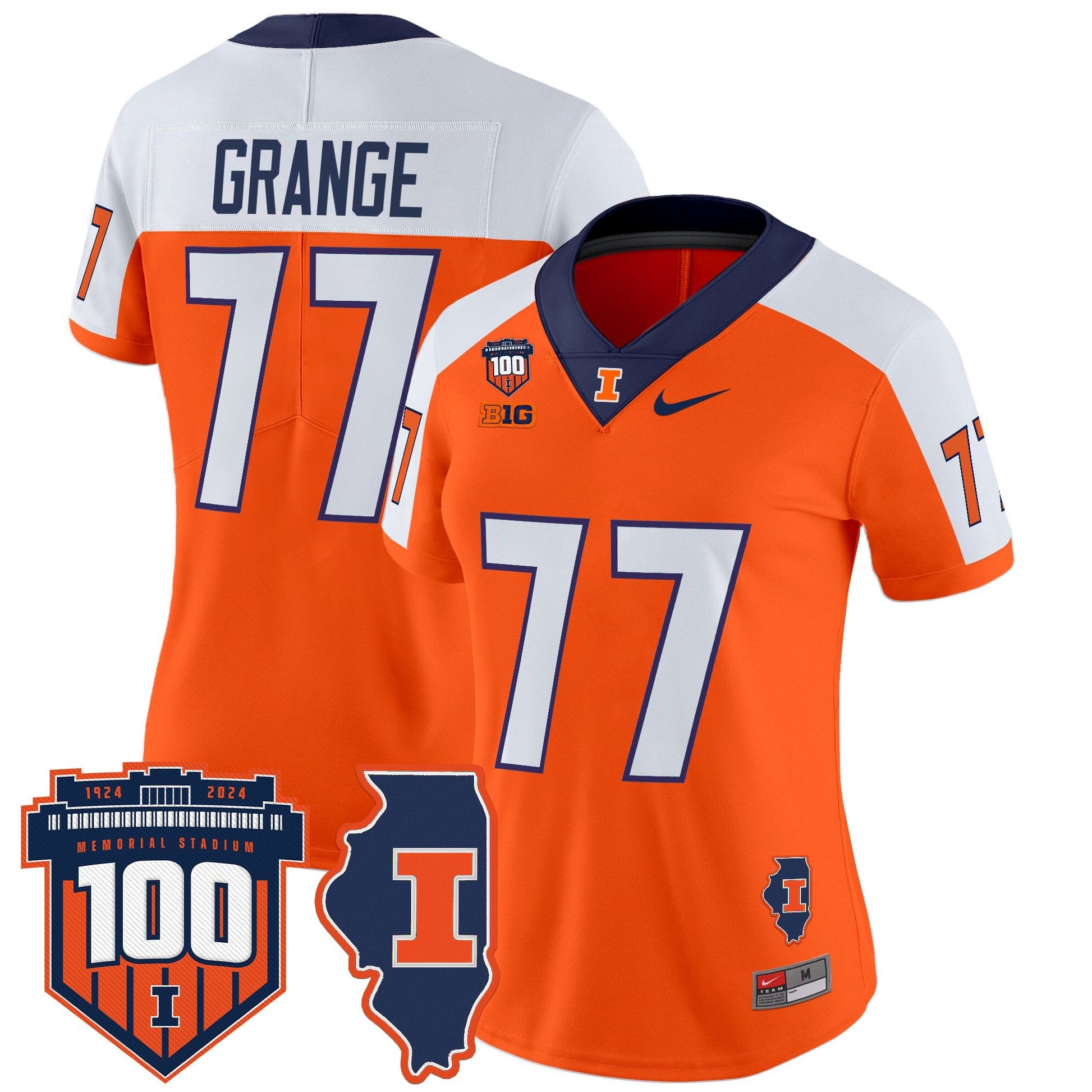 Women's Illinois Fighting Illini 100th Memorial Stadium Patch Vapor Limited Jersey - All Stitched