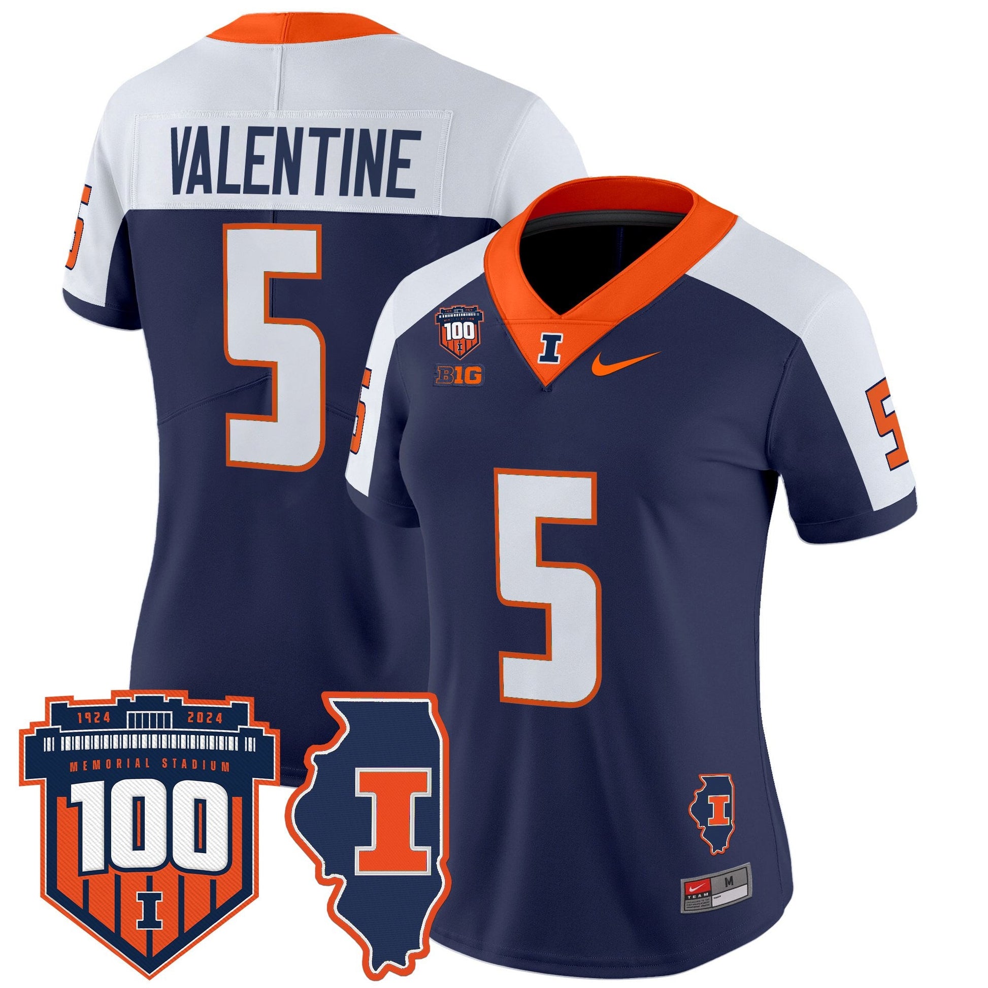 Women's Illinois Fighting Illini 100th Memorial Stadium Patch Vapor Limited Jersey - All Stitched