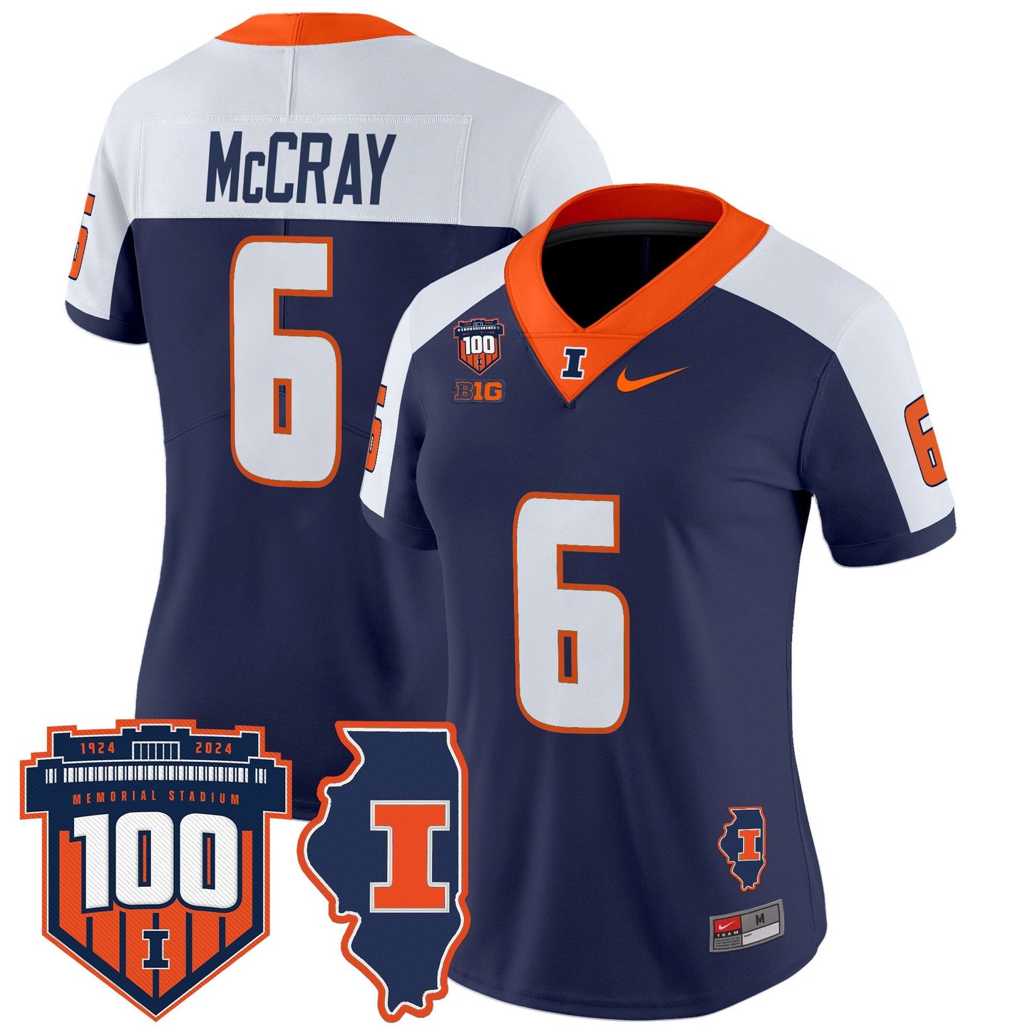 Women's Illinois Fighting Illini 100th Memorial Stadium Patch Vapor Limited Jersey - All Stitched