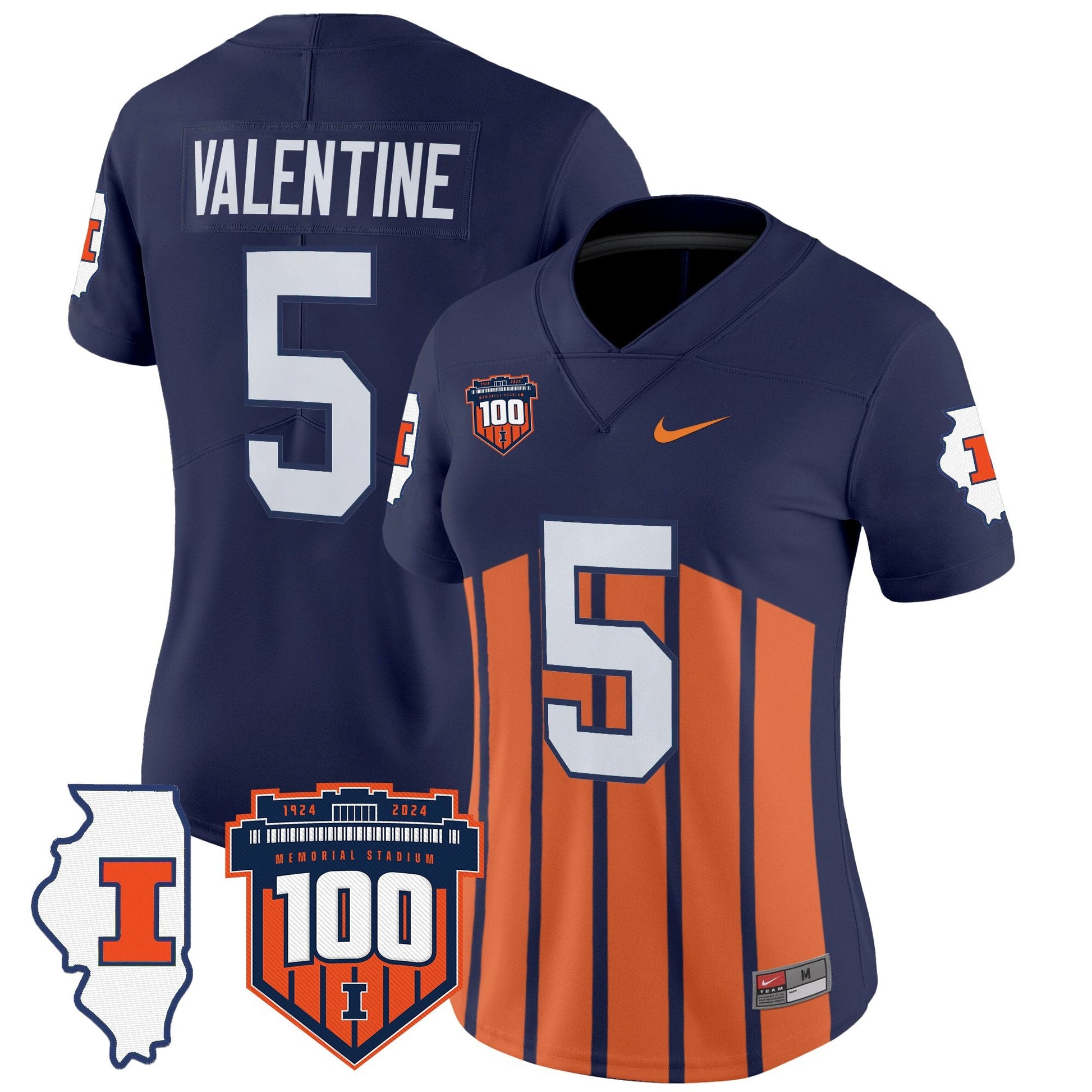Women's Illinois Fighting Illini 100th Memorial Stadium Patch Vapor Limited Jersey - All Stitched